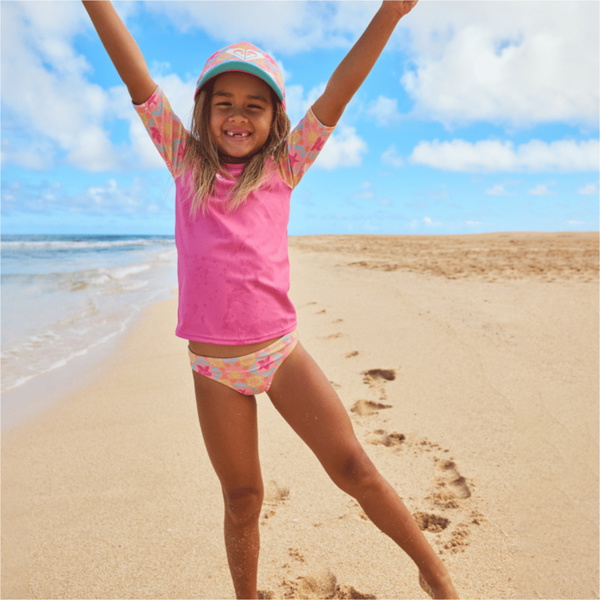 2026 Roxy Junior Check Short Sleeve Lycra Set ERLWR03357 - Plumeria Hippie Hour Diagonal
